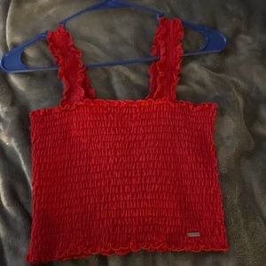 Holister red scrunched crop top